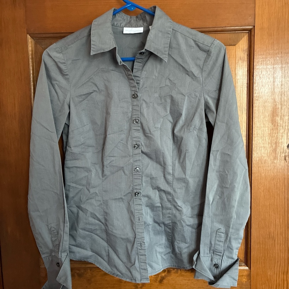 New York & Company Charcoal Blouse